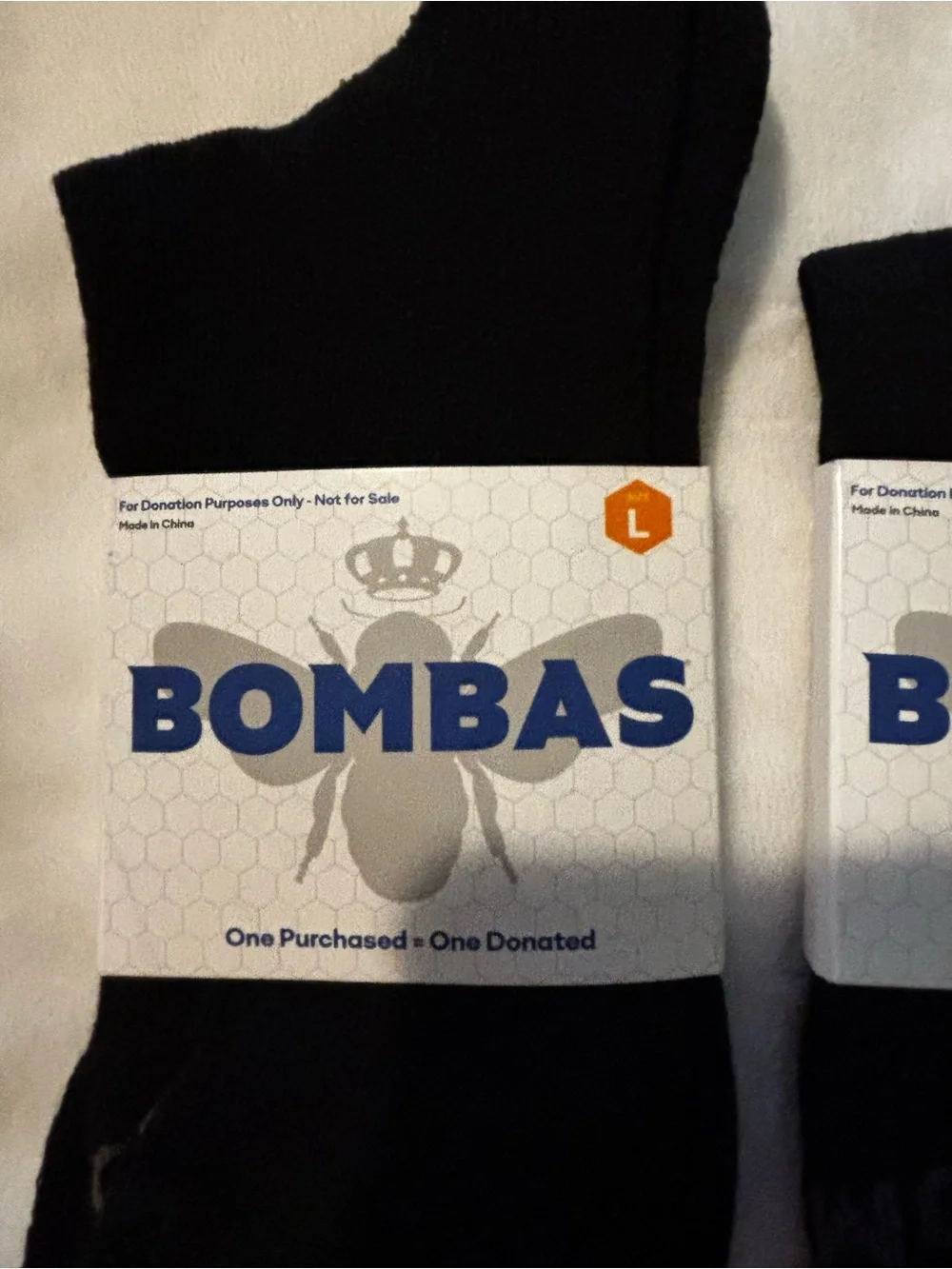 Bombas Men's Black Crew Socks - 3 Pairs.  Sz L